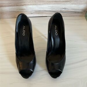 Black ALDO open toe heels